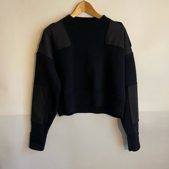 Zara Women Studio Chunky Knit Wool Studio Black Patch Button - Picture 2 of 8